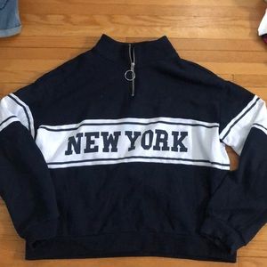 new york crew neck with half zipper